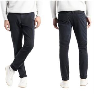 Soft Cloth Navy Blue chino sportive golf  flat front high rise pant trousers 42